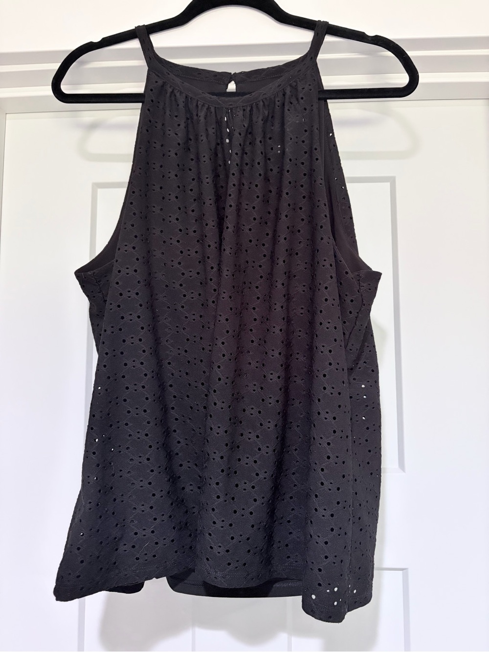 XL White House Black Market Black Eyelet Top